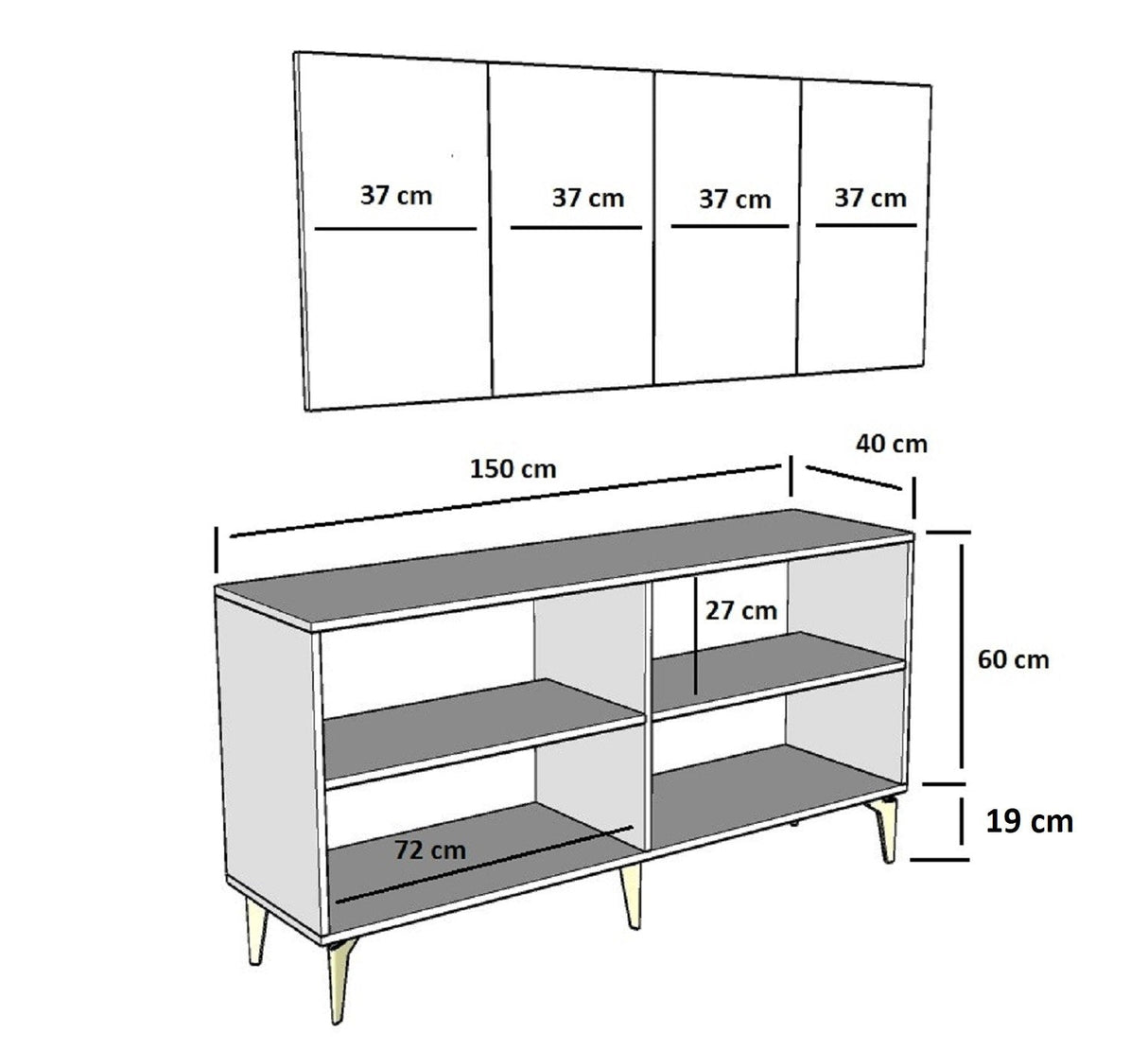 Consola Nora Olivia, alb - argintiu - antracit - argintiu, 150x40 cm - White Silver