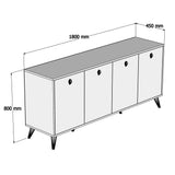 Consola Nowe cu 4 Usi, Nuc, 180x80x45 cm