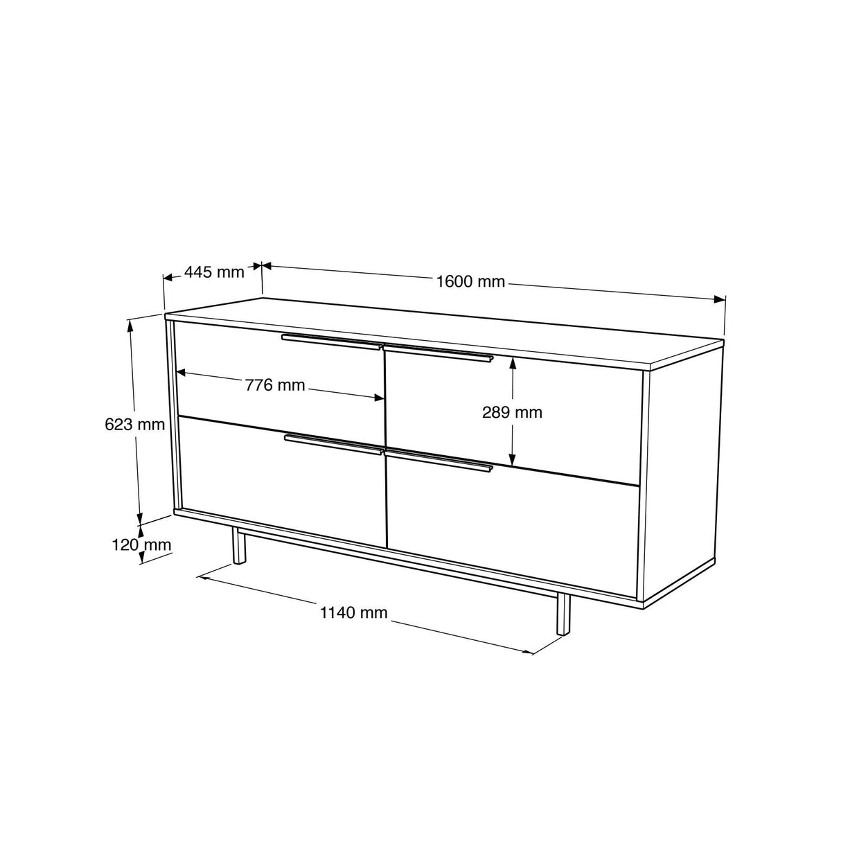 Consola On3 Locelso, nuc - alb, 160x45 cm