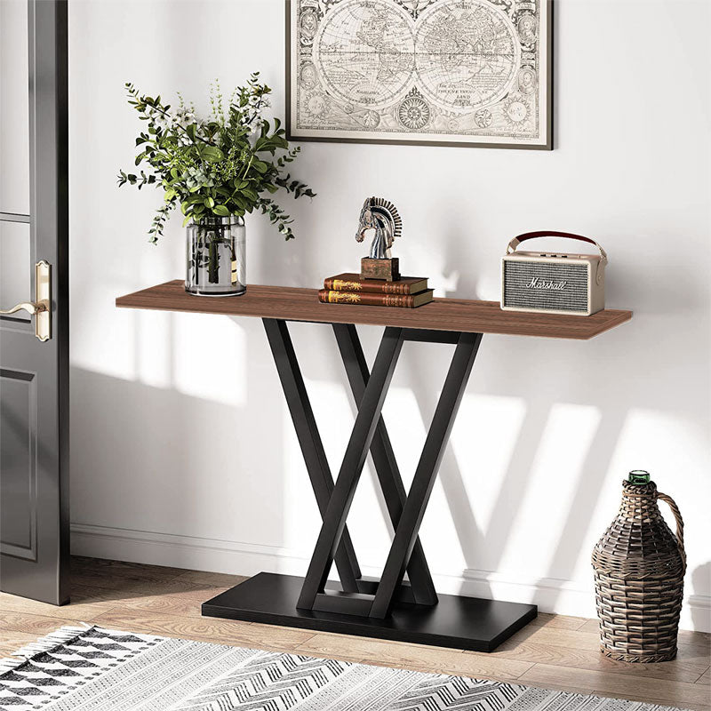 Consola Wirmo, Melamina si metal, 110x30x80 cm - Nuc-Negru