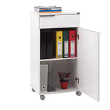 Corp Mobil ADR-411-PP-1 Home Collection® Diamond, cu usa, sertar si rotile, Alb, 50x100x40 cm