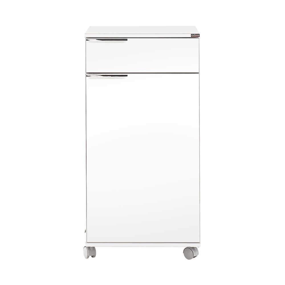 Corp Mobil ADR-411-PP-1 Home Collection® Diamond, cu usa, sertar si rotile, Alb, 50x100x40 cm