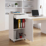 Corp Mobil ADR-411-PP-1 Home Collection® Diamond, cu usa, sertar si rotile, Alb, 50x100x40 cm