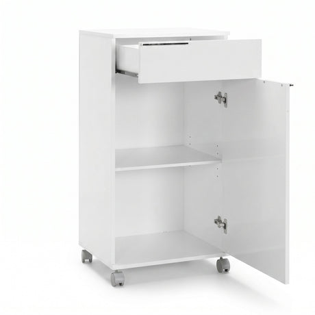 Corp Mobil ADR-411-PP-1 Home Collection® Diamond, cu usa, sertar si rotile, Alb, 50x100x40 cm