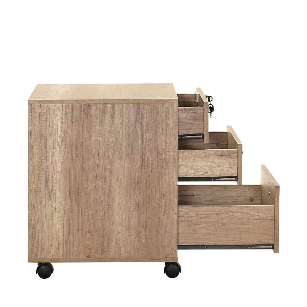 Corp Mobil NKS-530-TT-1 Home Collection® New York Rollbox, 3 Sertare, sertar cu cheie, Natur, 45x63x51 cm