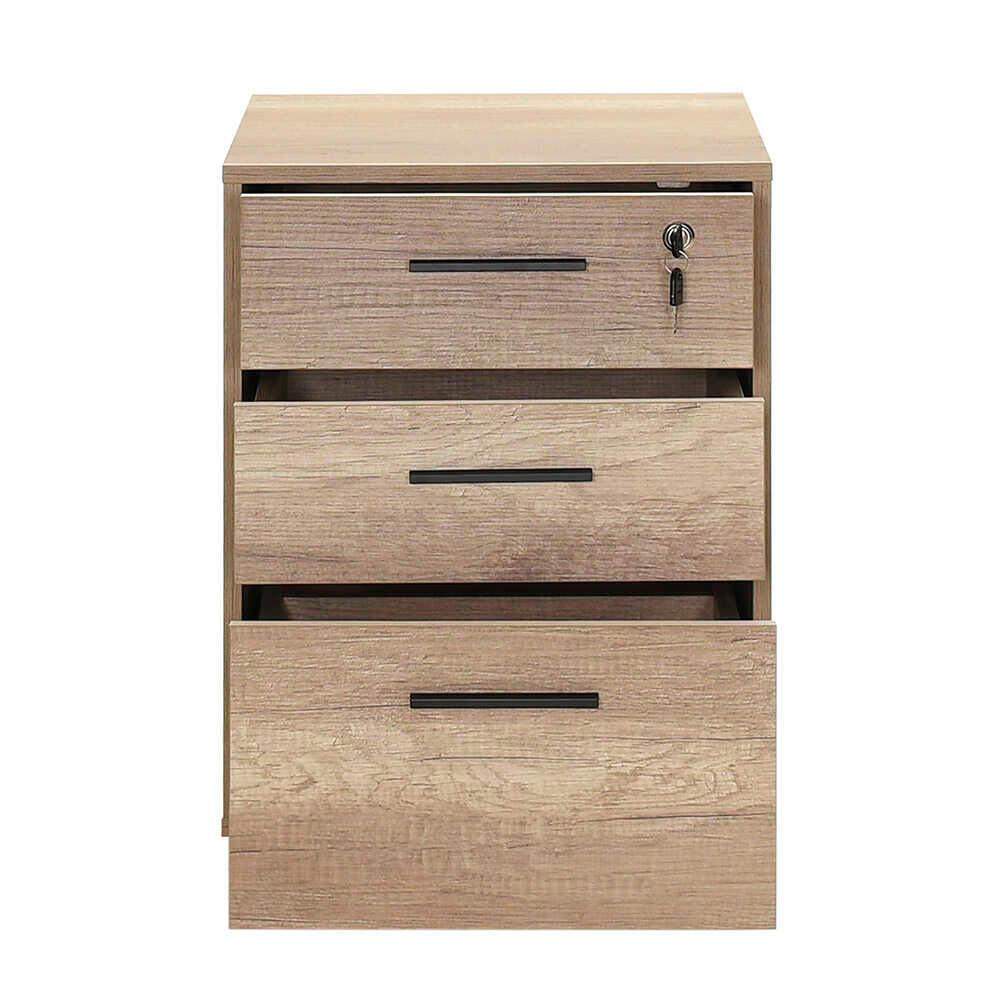 Corp Mobil NKS-530-TT-1 Home Collection® New York Rollbox, 3 Sertare, sertar cu cheie, Natur, 45x63x51 cm