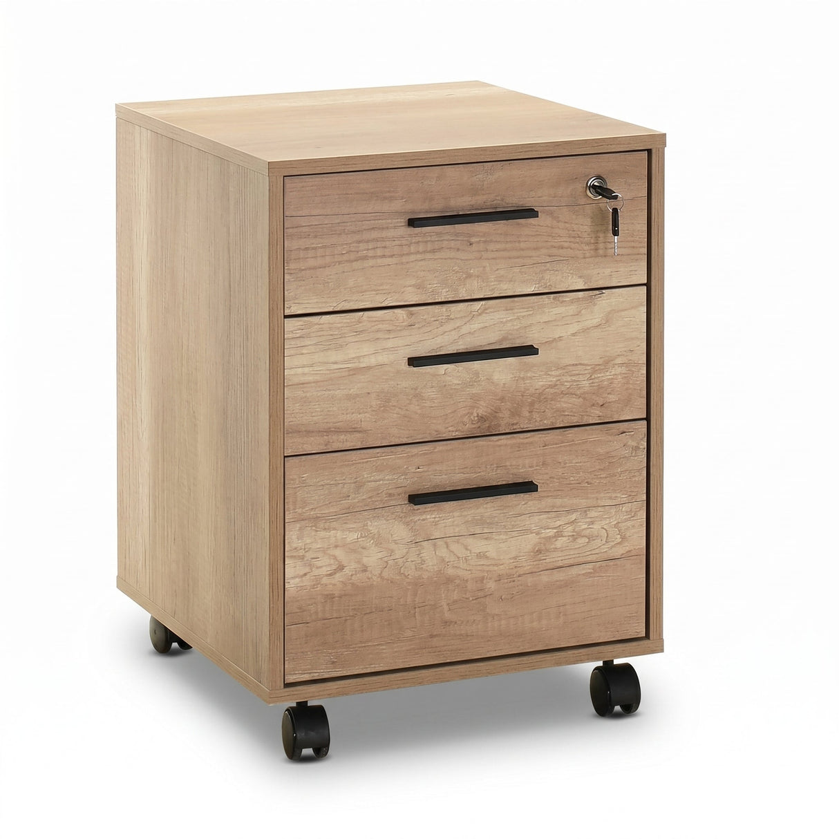 Corp Mobil NKS-530-TT-1 Home Collection® New York Rollbox, 3 Sertare, sertar cu cheie, Natur, 45x63x51 cm