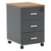 Corp mobil pe roti Oscar cu cheie, 3 sertare, nuc - antracit, 40x48x63 cm