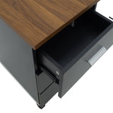 Corp mobil pe roti Oscar cu cheie, 3 sertare, nuc - antracit, 40x48x63 cm