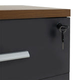 Corp mobil pe roti Oscar cu cheie, 3 sertare, nuc - antracit, 40x48x63 cm