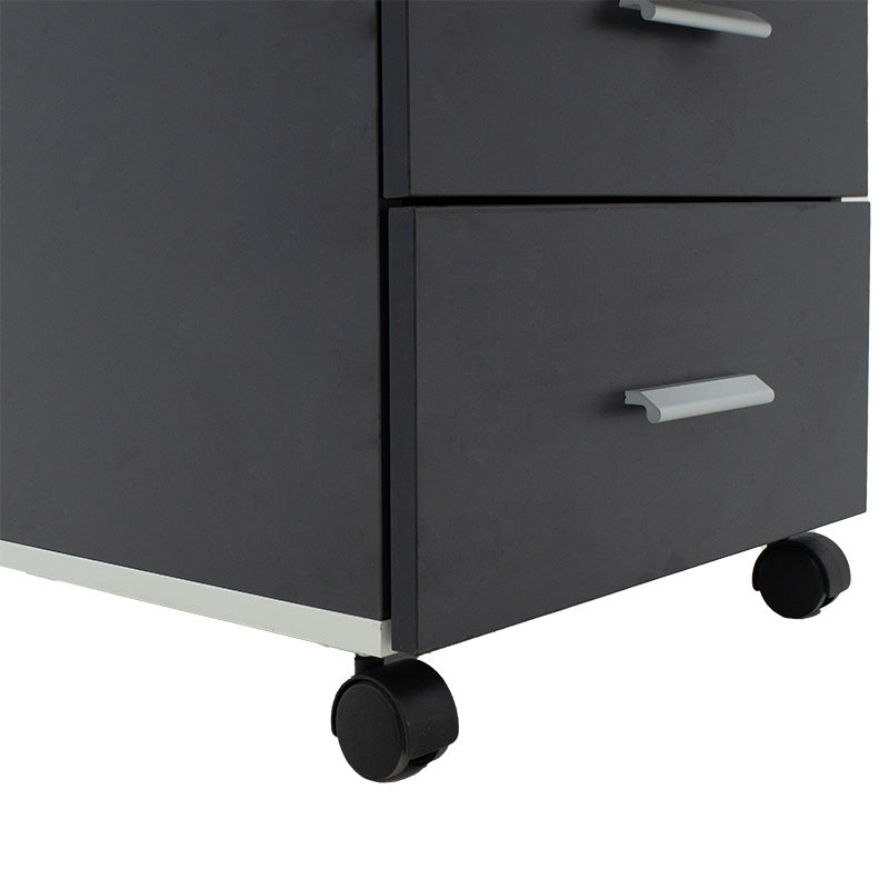 Corp mobil pe roti Oscar cu cheie, 3 sertare, nuc - antracit, 40x48x63 cm