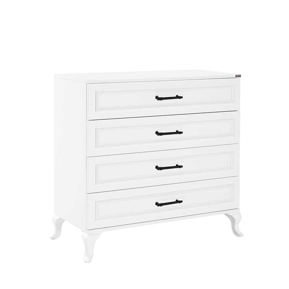 Comoda SFN-1004-DD-1 Home Collection® Country, 4 sertare, Alb, 90x89x45 cm