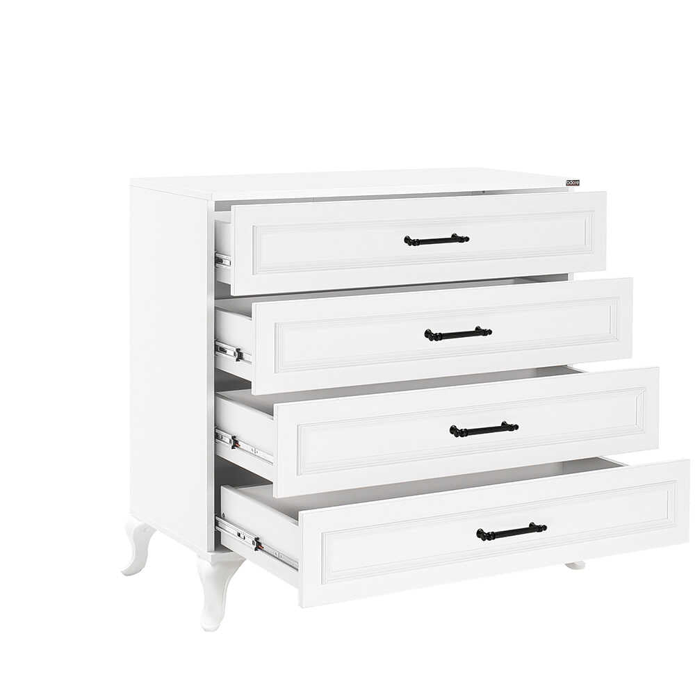 Comoda SFN-1004-DD-1 Home Collection® Country, 4 sertare, Alb, 90x89x45 cm
