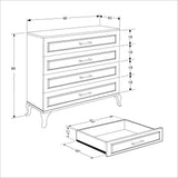Comoda SFN-1004-DD-1 Home Collection® Country, 4 sertare, Alb, 90x89x45 cm