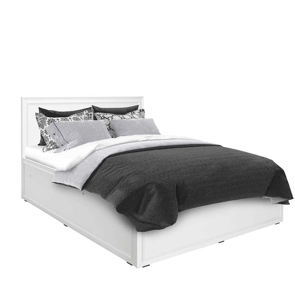 Pat dublu KRB-1016-DD-3 Home Collection® Country cu loc de depozitare, Alb, 165x110x205 cm