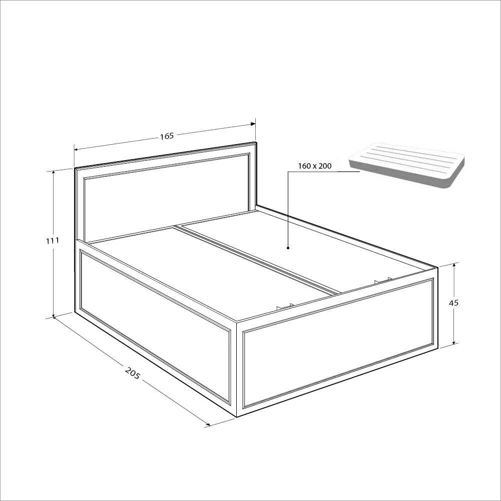 Pat dublu KRB-1016-DD-3 Home Collection® Country cu loc de depozitare, Alb, 165x110x205 cm