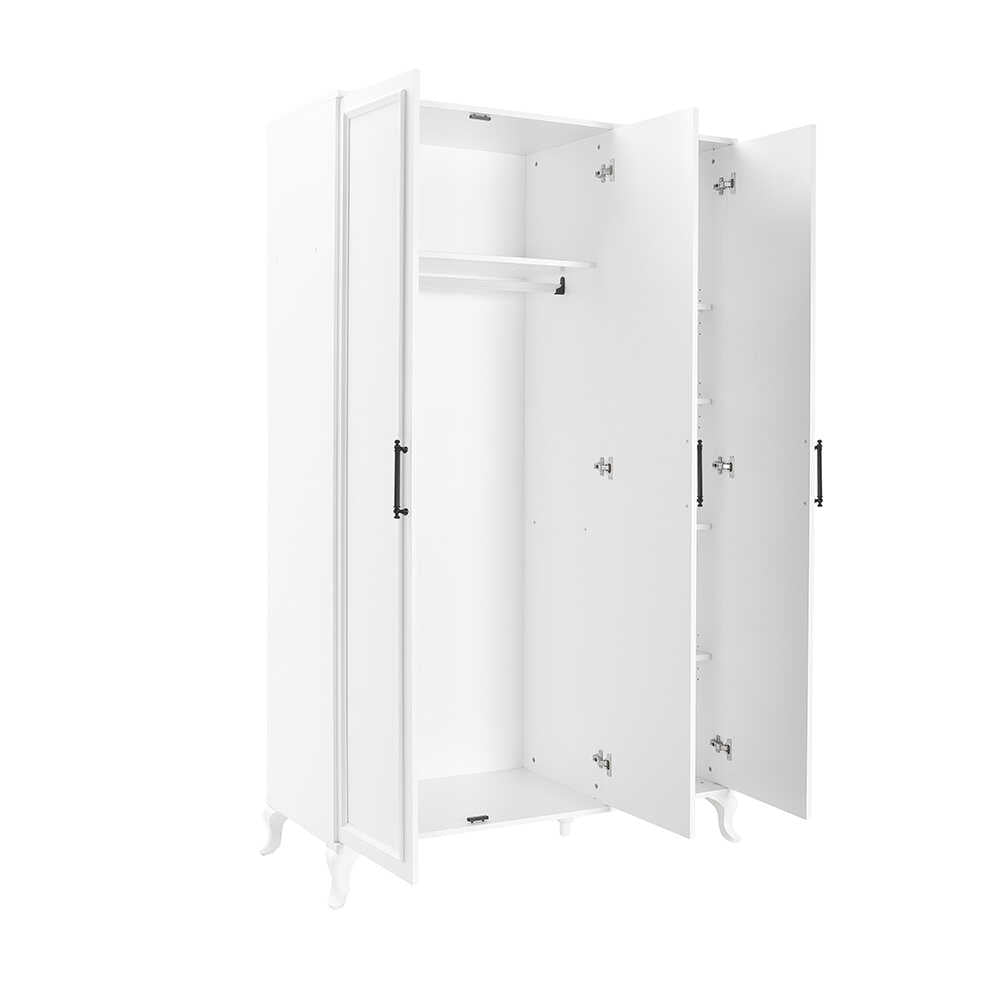 Dulap Haine GRD-1030-DD-3 Home Collection® Country, 3 usi, Alb, 103x199x51 cm
