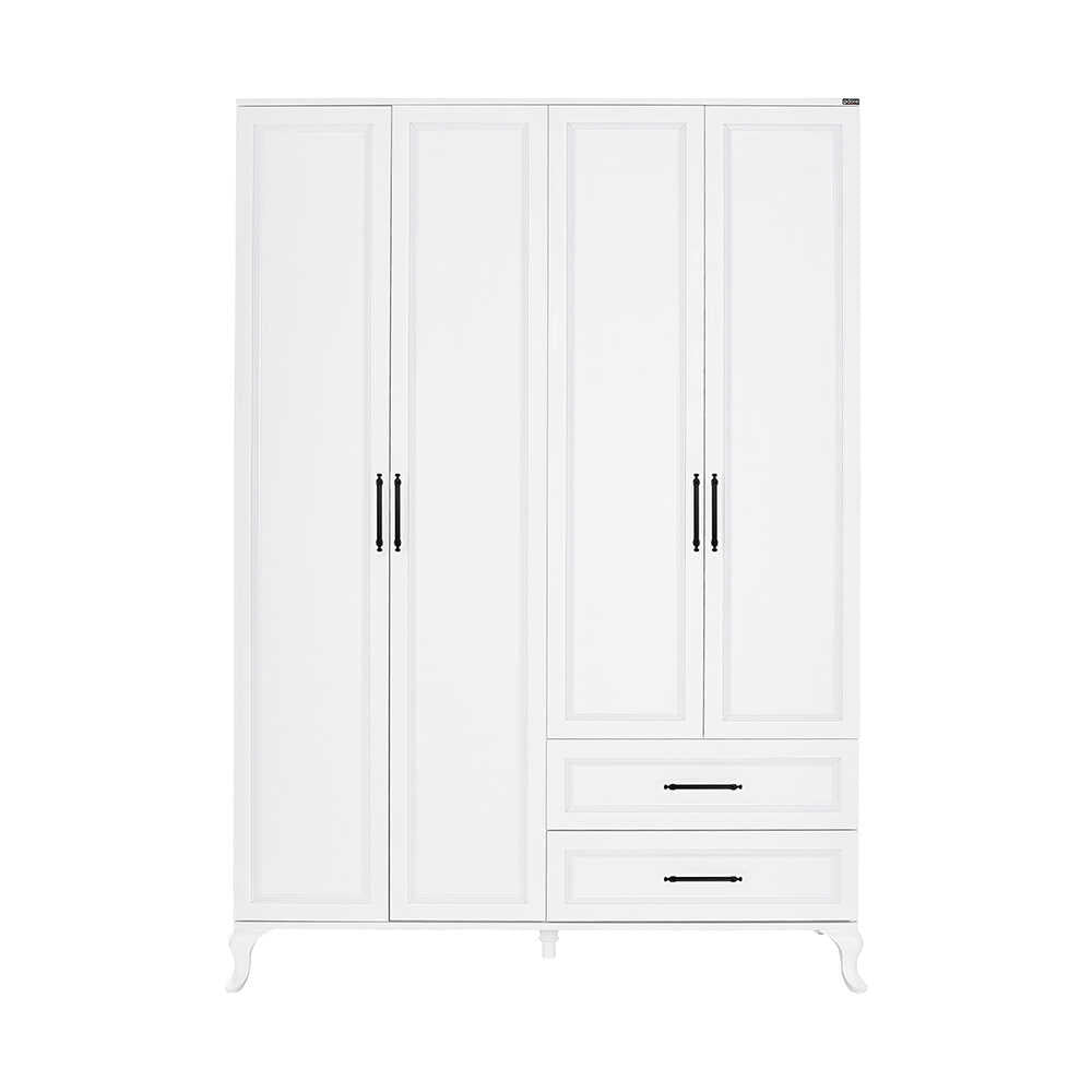 Dulap Haine GRD-1042-DD-3 Home Collection® Country, 4 usi cu 2 sertare, Alb, 137x199x51 cm