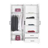 Dulap Haine GRD-1042-DD-3 Home Collection® Country, 4 usi cu 2 sertare, Alb, 137x199x51 cm