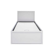 Pat de o persoana KRB-1010-DD-2 Home Collection® Country cu loc de depozitare, Alb, 105x105x205 cm