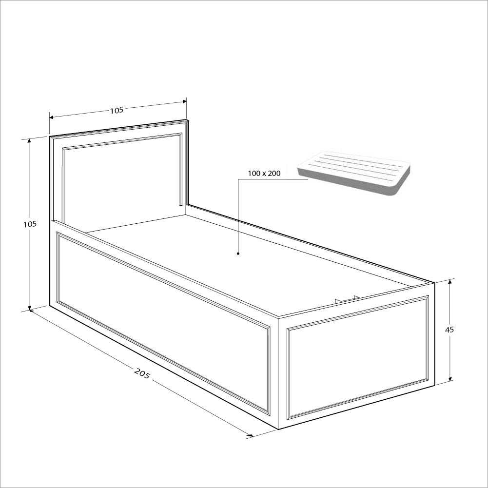 Pat de o persoana KRB-1010-DD-2 Home Collection® Country cu loc de depozitare, Alb, 105x105x205 cm