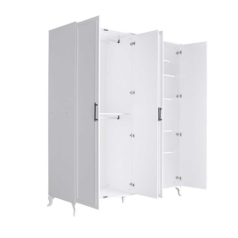 Dulap Haine GRD-1040-DD-3 Home Collection® Country, 4 usi, Alb, 180x224x62 cm