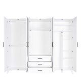 Dulap Haine GRD-1063-DD-5 Home Collection® Country, 6 usi cu 3 sertare, Alb, 240x224x62 cm