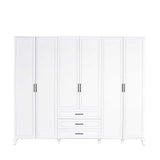 Dulap Haine GRD-1063-DD-5 Home Collection® Country, 6 usi cu 3 sertare, Alb, 240x224x62 cm