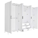 Dulap Haine GRD-1063-DD-5 Home Collection® Country, 6 usi cu 3 sertare, Alb, 240x224x62 cm