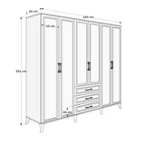 Dulap Haine GRD-1063-DD-5 Home Collection® Country, 6 usi cu 3 sertare, Alb, 240x224x62 cm
