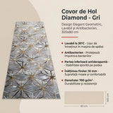 Covor de Hol Diamond, Lavabil, Antibacterian, Antiderapant, Gri, 300x80 cm