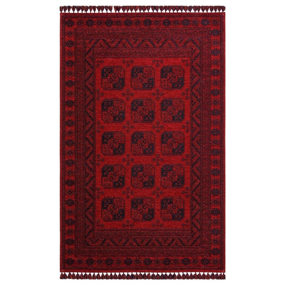 Covor de living / dormitor Maze Home Buhari, Lavabil, Retro Oriental, Rosu, 120x180 cm