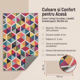Covor Living - Hol Curcubeu, Lavabil, Antiderapant, Multicolor, 80x150 cm