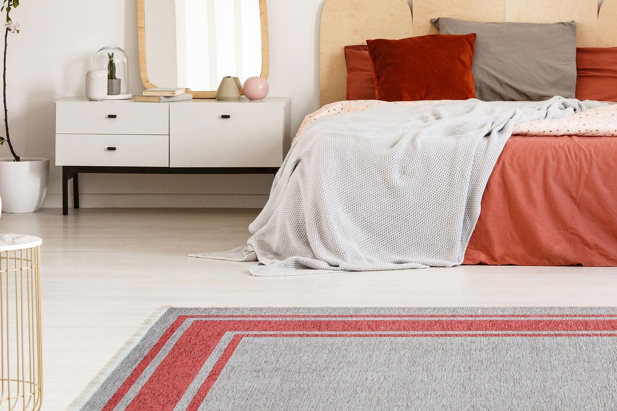 Covor Maze Home Noa Reversibil, Lavabil, Rosu - Gri (diverse dimensiuni), 75x150 cm - Covor Maze Home NOA, Reversibil, Grey Terra - Adorehome.ro - Covoare - Maze - NK 06 GREY TERRA _ 75*150