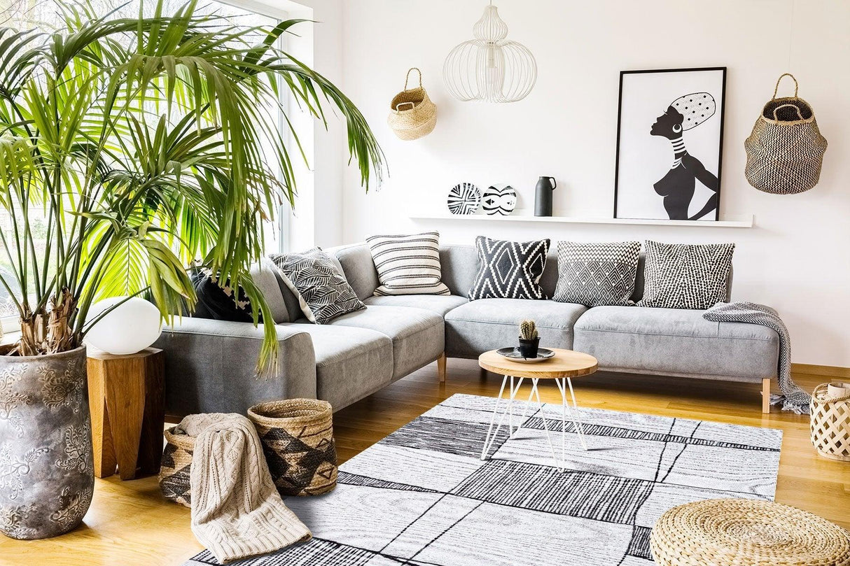 Covor Maze Home Palma, Gri - Negru (diverse dimensiuni), 80x150 cm - Covor Maze Home PALMA, Grey Black - Adorehome.ro - Covoare - Maze - PM 03 GREY BLACK _ 80*150