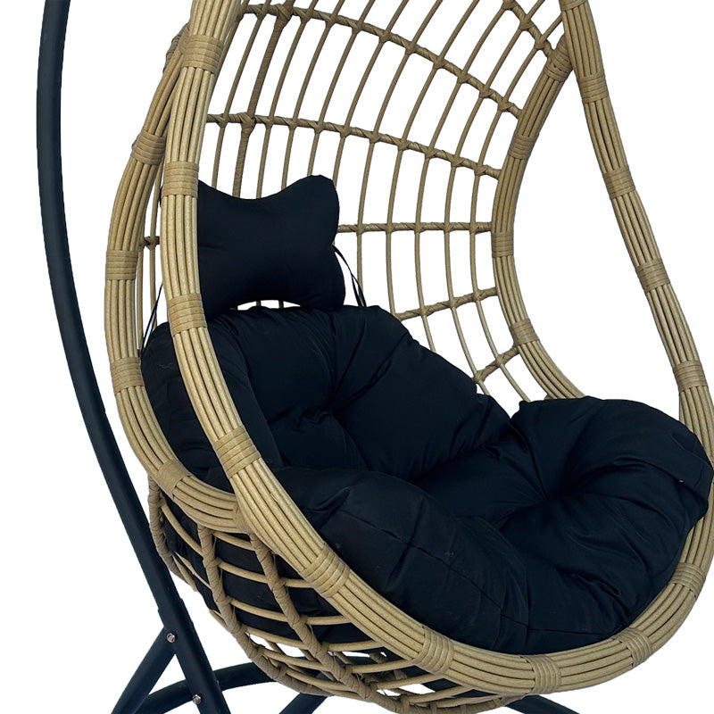 Cuib de leagan Cungo, Metal si ratan PE, 125x105x195 cm - Negru