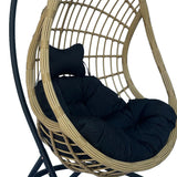 Cuib de leagan Cungo, Metal si ratan PE, 125x105x195 cm - Negru
