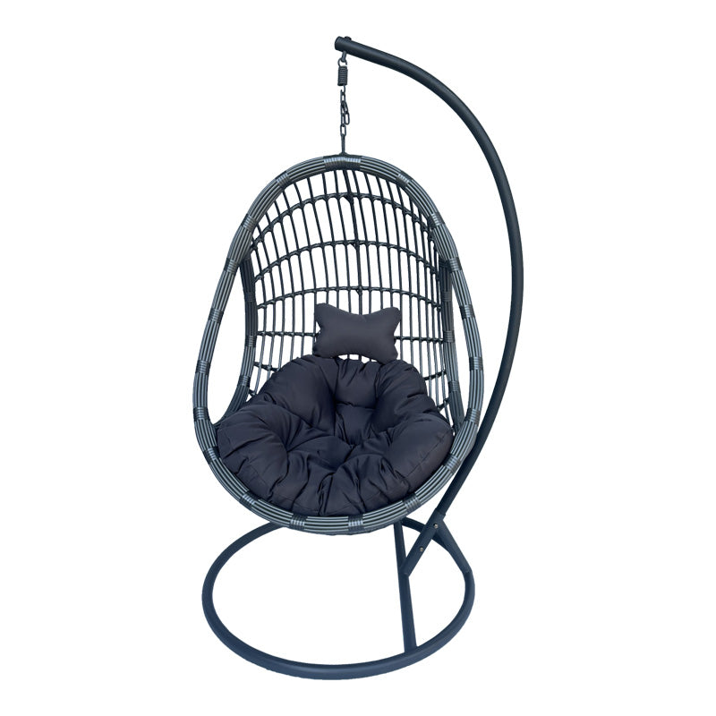 Cuib de leagan Cungo, Metal si ratan PE, 125x105x195 cm - Gri