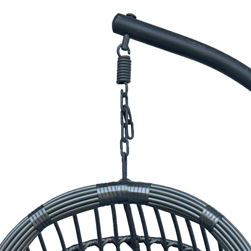 Cuib de leagan Cungo, Metal si ratan PE, 125x105x195 cm - Gri