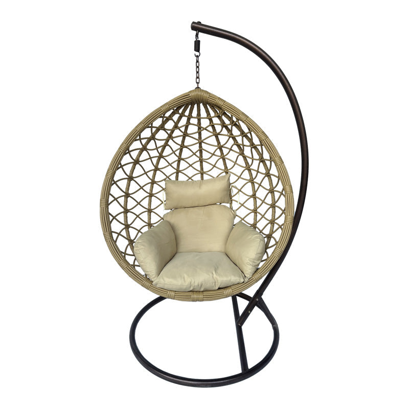 Cuib de leagan Lyere, Metal si ratan PE, 120x108x195 cm - Bej