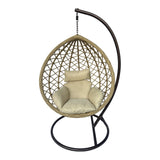 Cuib de leagan Lyere, Metal si ratan PE, 120x108x195 cm - Bej