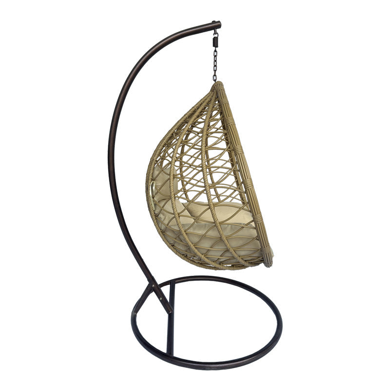 Cuib de leagan Lyere, Metal si ratan PE, 120x108x195 cm - Bej