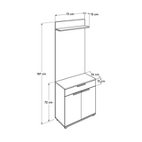 Cuier cu Pantofar PRT-521-BB-1 Home Collection® Porto Aero, cu Sertar, Alb - Natur, 73x187x36 cm - Alb | SKU: PRT-521-BB-1, PRT-521-TT-1
