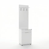 Cuier cu Pantofar PRT-511-BB-1 Home Collection® Porto Aero cu usa si sertar, Alb - Stejar, 52x187x36 cm - Alb | SKU: PRT-511-BB-1, PRT-511-FF-1