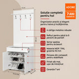 Cuier cu Pantofar PRT-521-BB-1 Home Collection® Porto Aero, cu Sertar, Alb - Natur, 73x187x36 cm - Alb | SKU: PRT-521-BB-1, PRT-521-TT-1