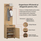 Cuier cu Pantofar PRT-511-BB-1 Home Collection® Porto Aero cu usa si sertar, Alb - Stejar, 52x187x36 cm - Stejar | SKU: PRT-511-FF-1