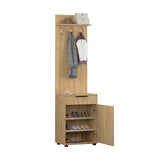 Cuier cu Pantofar PRT-511-BB-1 Home Collection® Porto Aero cu usa si sertar, Alb - Stejar, 52x187x36 cm - Stejar | SKU: PRT-511-FF-1