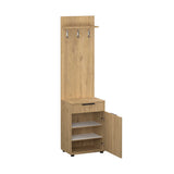 Cuier cu Pantofar PRT-511-BB-1 Home Collection® Porto Aero cu usa si sertar, Alb - Stejar, 52x187x36 cm - Stejar | SKU: PRT-511-FF-1