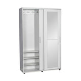 Cuier cu pantofar PRT-620-BB-3 Home Collection® Porto Maxi, 2 usi cu oglinda, 12 rafturi, capacitate 32 perechi incaltaminte, Alb - Natur, 120x187x40 cm - Alb | SKU: PRT-620-BB-3, PRT-620-TT-3