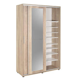 Cuier cu pantofar PRT-620-BB-3 Home Collection® Porto Maxi, 2 usi cu oglinda, 12 rafturi, capacitate 32 perechi incaltaminte, Alb - Natur, 120x187x40 cm - Natur | SKU: PRT-620-TT-3